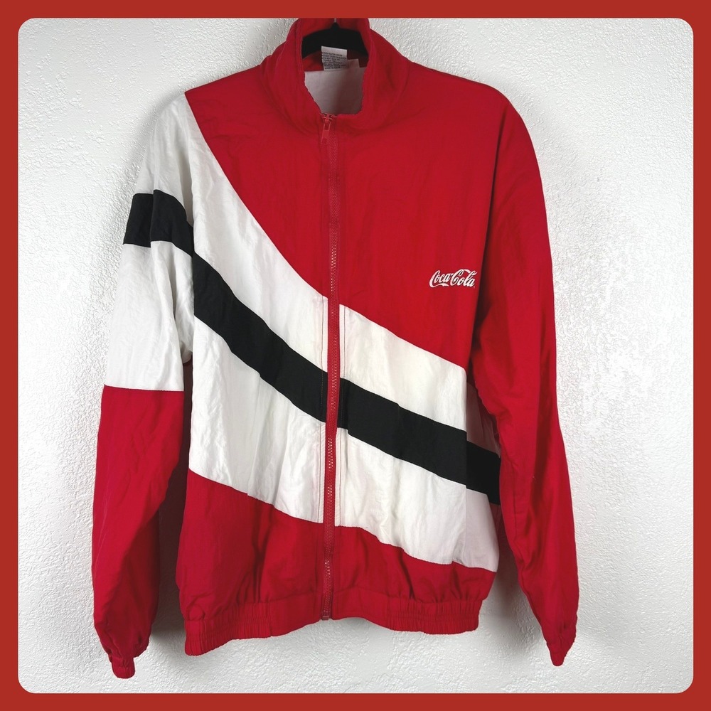 Vintage Coca Cola Olympic Partner Track Jacket Windbreaker Y2K 90's Blokecore